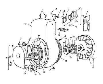 Flywheel Assembly Diagram and Parts List for 190400-190499 2655-01 Briggs and Stratton Tiller